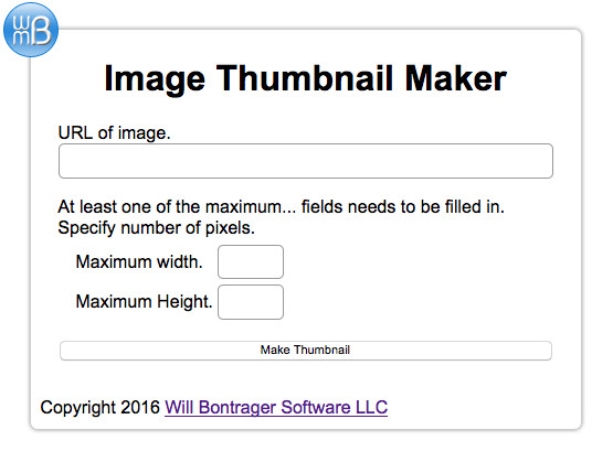 Image Thumbnail Maker control panel