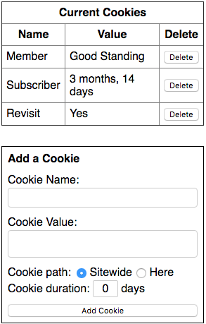 screenshot of JS Cookie Control in-page control panel