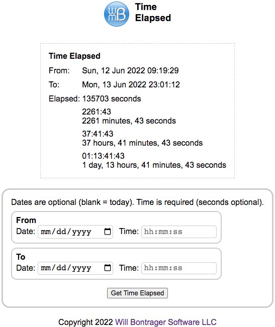 Time Elapsed Dashboard Screenshot